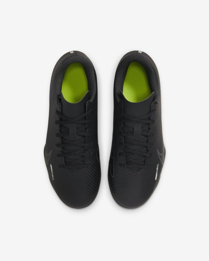 Botas de Futbol Nike Jr. Mercurial Vapor 15 Club FG/MG Kids Multi-Ground Niña Negras Blancas Gris Oscuro | SRMBV-9048