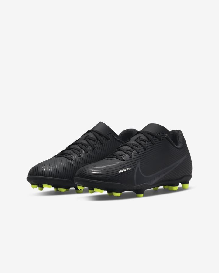 Botas de Futbol Nike Jr. Mercurial Vapor 15 Club FG/MG Kids Multi-Ground Niña Negras Blancas Gris Oscuro | SRMBV-9048