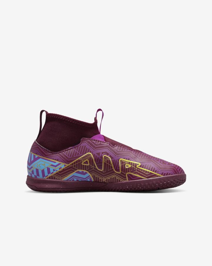 Botas de Futbol Nike Jr. Mercurial Zoom Superfly 9 Academy KM IC Kids Indoor/Court Niña Azules Moradas Metal Doradas | DWHTG-4618