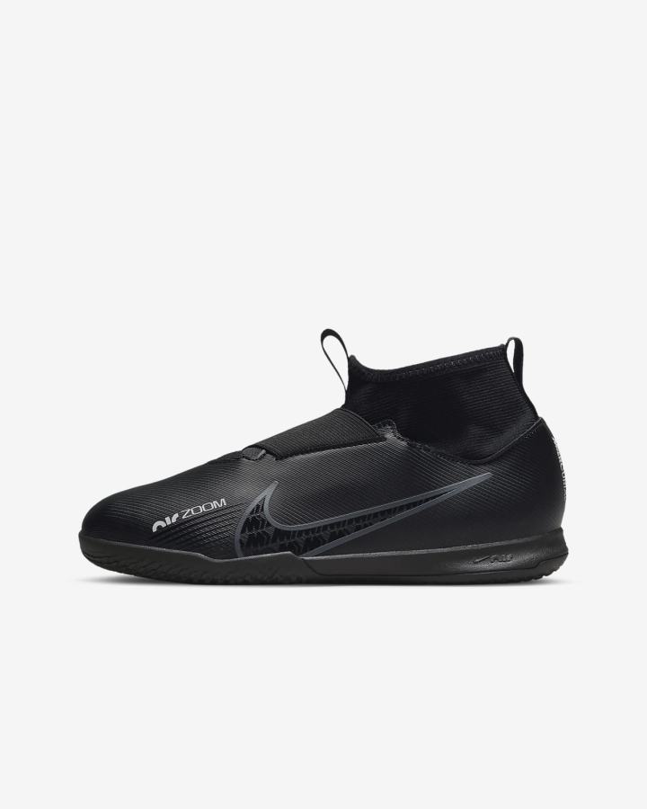 Botas de Futbol Nike Jr. Mercurial Zoom Superfly 9 Academy KM IC Kids Indoor/Court Niña Negras Blancas Gris Oscuro | SRCQN-7189