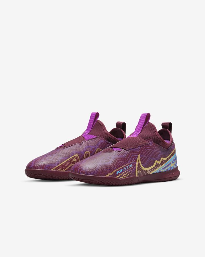 Botas de Futbol Nike Jr. Mercurial Zoom Vapor 15 Club KM IC Kids Indoor/Court Niña Azules Moradas Metal Doradas | TJUYF-0841