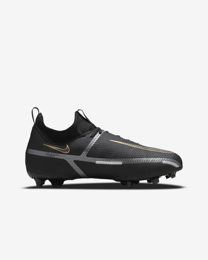 Botas de Futbol Nike Jr. Phantom GT2 Academy Dynamic Fit MG Kids Multi-Ground Niño Negras Metal Doradas Metal Gris Oscuro | PABWU-3851
