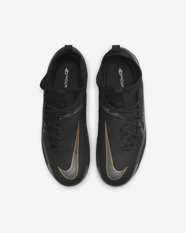 Botas de Futbol Nike Jr. Phantom GT2 Academy Dynamic Fit MG Kids Multi-Ground Niño Negras Metal Doradas Metal Gris Oscuro | PABWU-3851