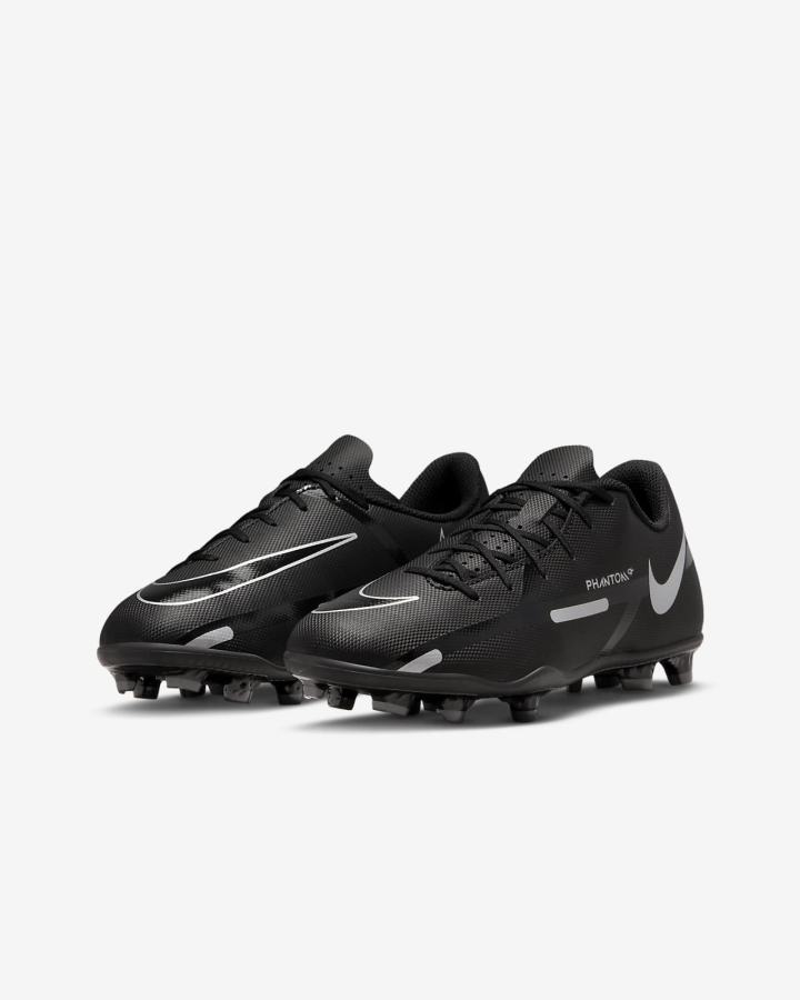 Botas de Futbol Nike Jr. Phantom GT2 Club MG Kids Multi-Ground Niño Negras Gris Oscuro Metal Plateadas | EUYCP-9136
