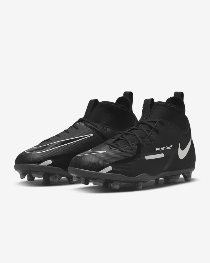 Botas de Futbol Nike Jr. Phantom GT2 Club Dynamic Fit MG Kids Multi-Ground Niña Negras Gris Oscuro Metal Plateadas | OBSZL-1698