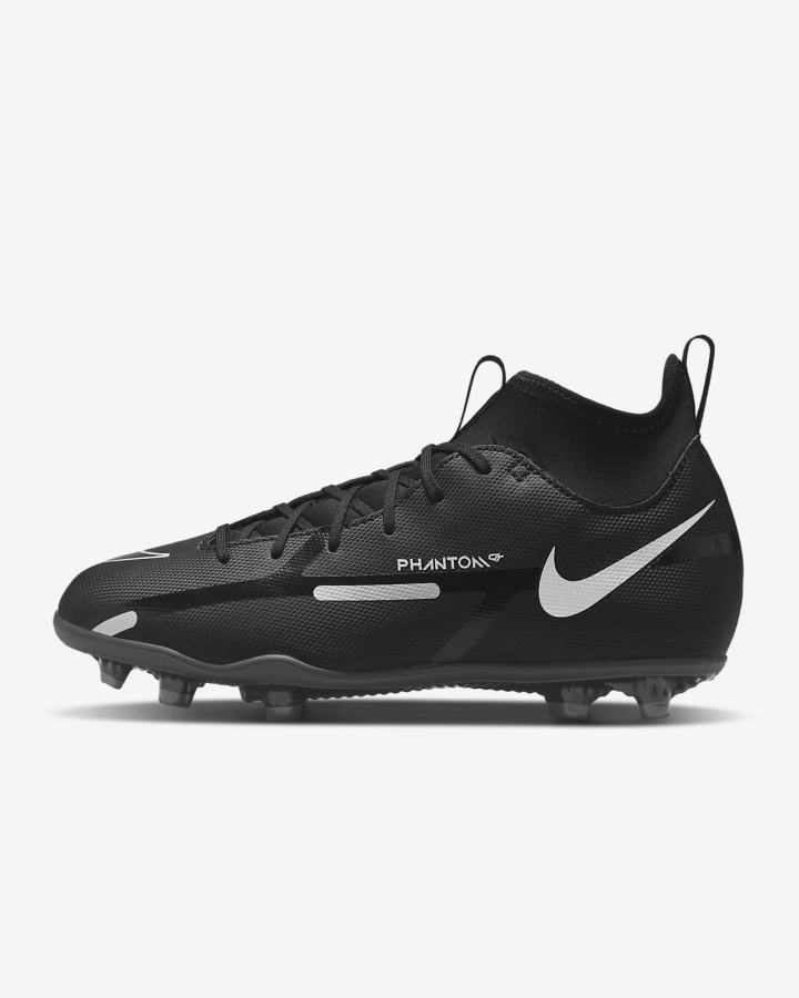 Botas de Futbol Nike Jr. Phantom GT2 Club Dynamic Fit MG Kids Multi-Ground Niña Negras Gris Oscuro Metal Plateadas | OBSZL-1698