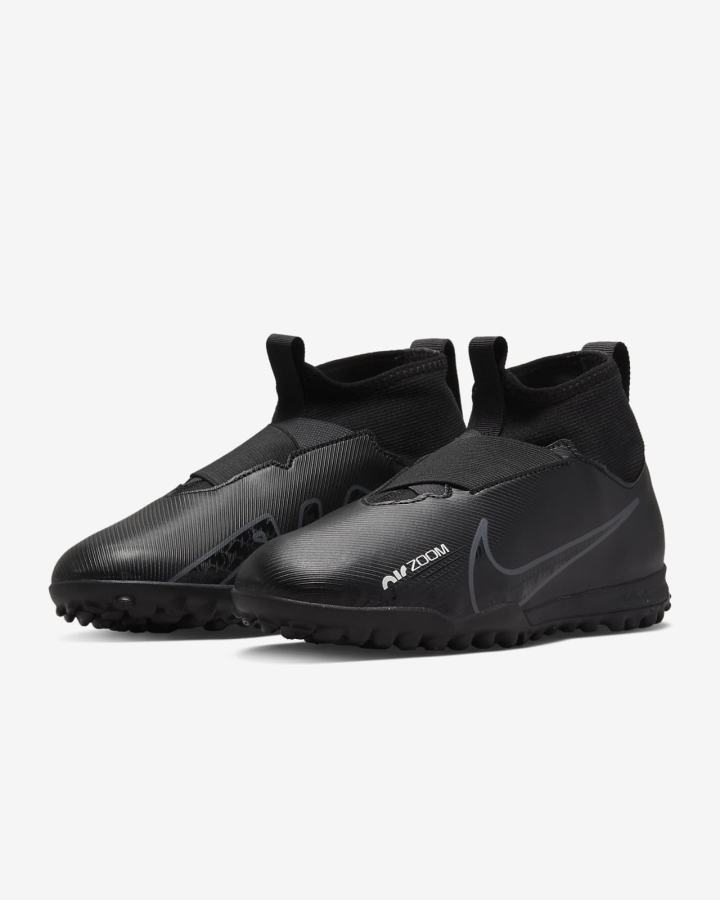 Botas de Futbol Nike Jr. Zoom Mercurial Superfly 9 Academy TF Kids Turf Niña Negras Blancas Gris Oscuro | GYCHZ-0736