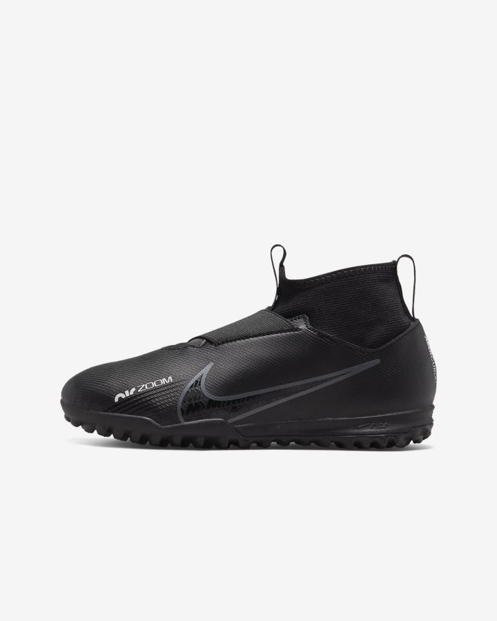 Botas de Futbol Nike Jr. Zoom Mercurial Superfly 9 Academy TF Kids Turf Niña Negras Blancas Gris Oscuro | GYCHZ-0736