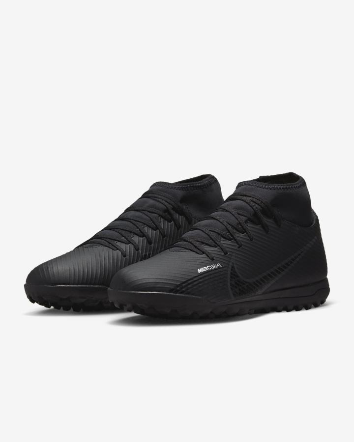 Botas de Futbol Nike Mercurial Superfly 9 Club TF Turf Mujer Negras Blancas Gris Oscuro | GSWRA-7016