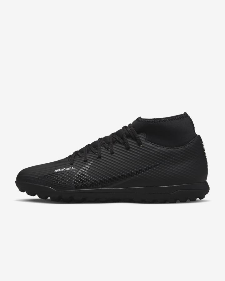 Botas de Futbol Nike Mercurial Superfly 9 Club TF Turf Hombre Negras Blancas Gris Oscuro | IZBAQ-8924