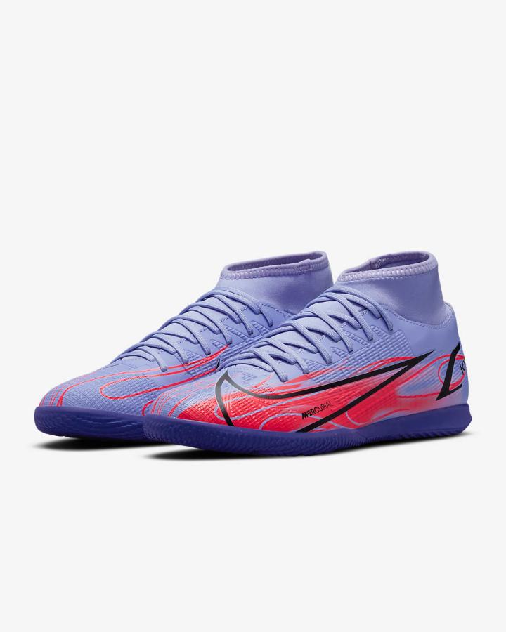 Botas de Futbol Nike Mercurial Superfly 8 Club KM IC Indoor/Court Hombre Indigo Rojas Claro Metal Plateadas | NWKFJ-8153