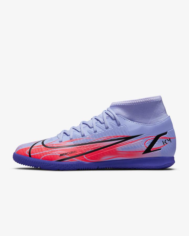 Botas de Futbol Nike Mercurial Superfly 8 Club KM IC Indoor/Court Hombre Indigo Rojas Claro Metal Plateadas | NWKFJ-8153