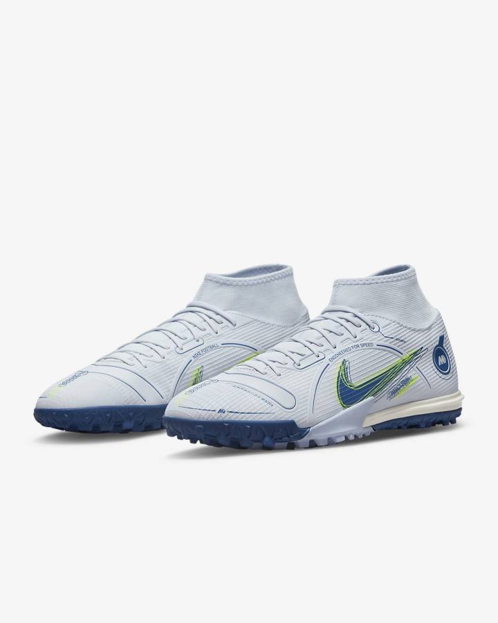 Botas de Futbol Nike Mercurial Superfly 8 Academy TF Turf Hombre Gris Azules Claro Azules Oscuro | PYLGQ-1259