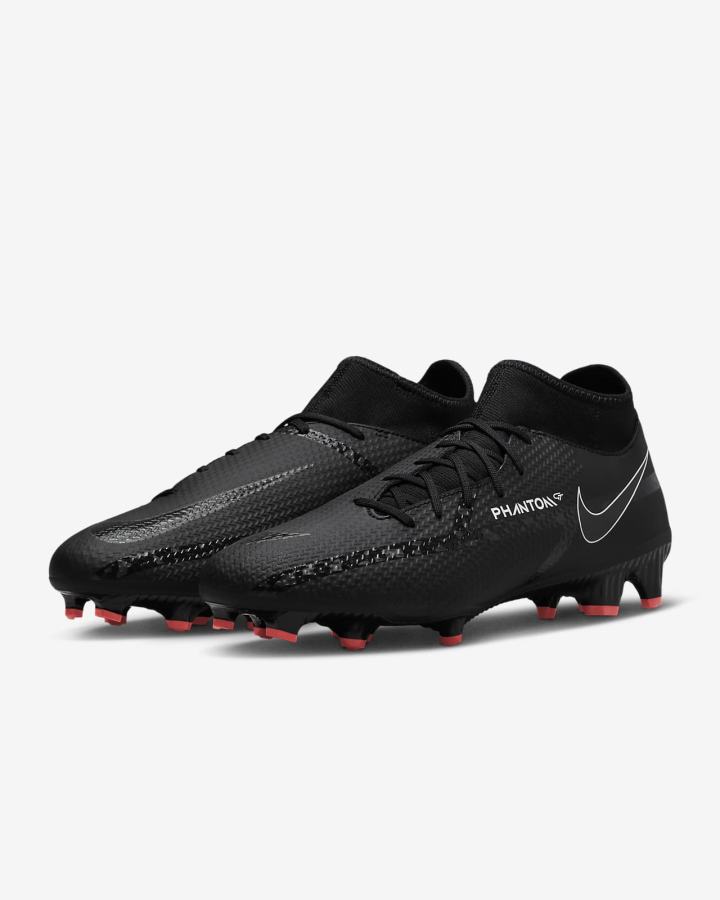 Botas de Futbol Nike Phantom GT2 Academy Dynamic Fit MG Multi-Ground Mujer Negras Blancas Rojas Claro Gris Oscuro | FSYLH-1360