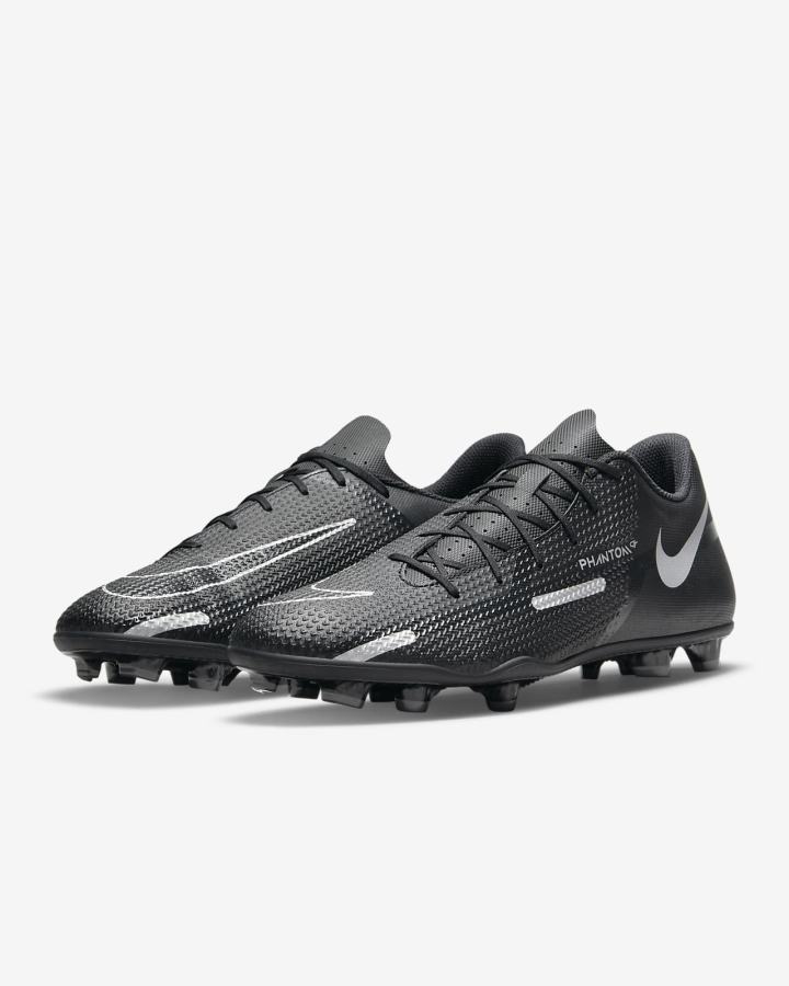Botas de Futbol Nike Phantom GT2 Club MG Multi-Ground Hombre Negras Gris Oscuro Metal Plateadas | VYGPU-8271