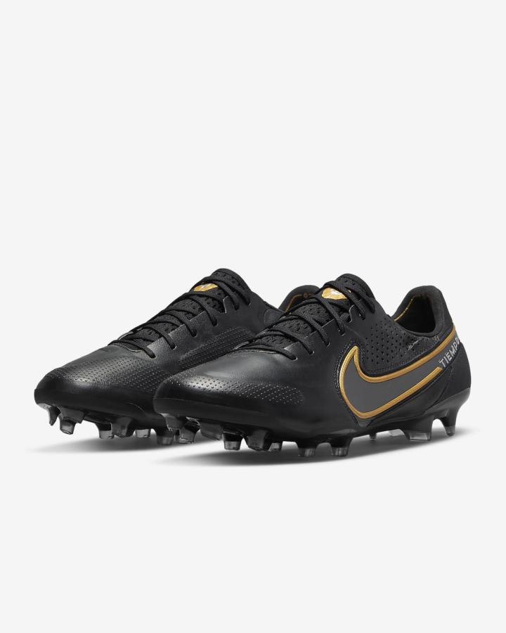 Botas de Futbol Nike Tiempo Legend 9 Elite FG Firm-Ground Hombre Negras Metal Doradas Metal Gris | KCMDO-8971