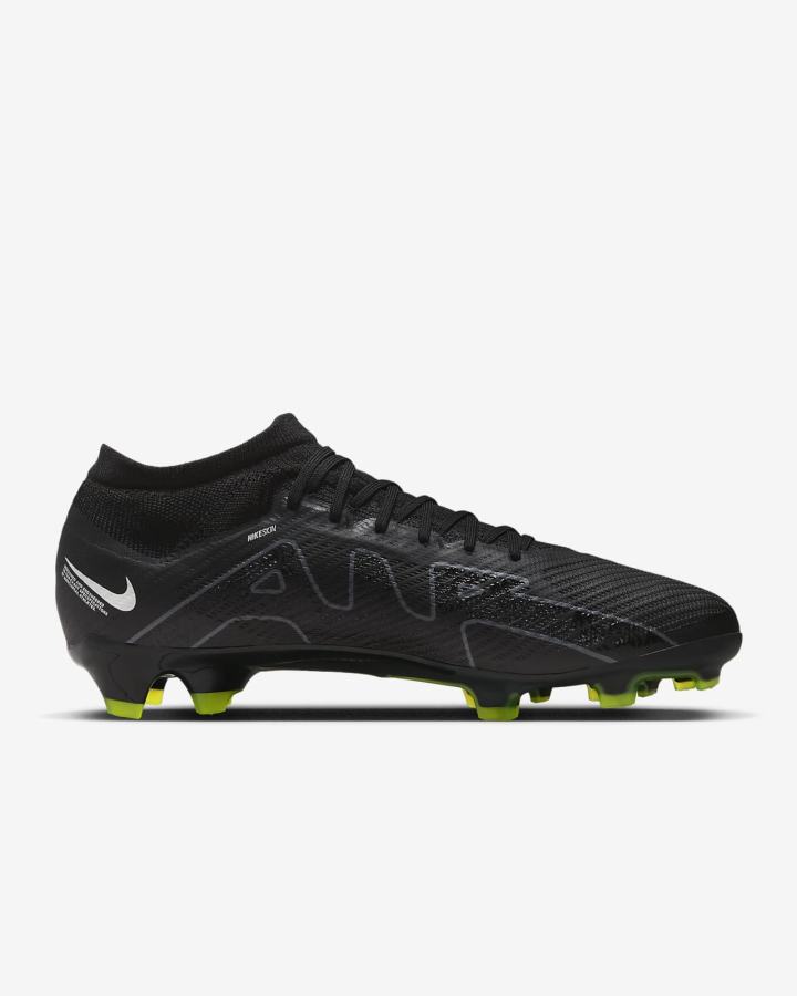 Botas de Futbol Nike Zoom Mercurial Vapor 15 Pro FG Firm-Ground Hombre Negras Blancas Gris Oscuro | VRSZX-5217