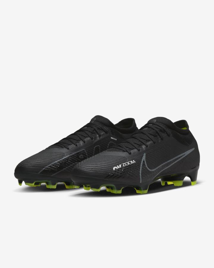Botas de Futbol Nike Zoom Mercurial Vapor 15 Pro FG Firm-Ground Hombre Negras Blancas Gris Oscuro | VRSZX-5217