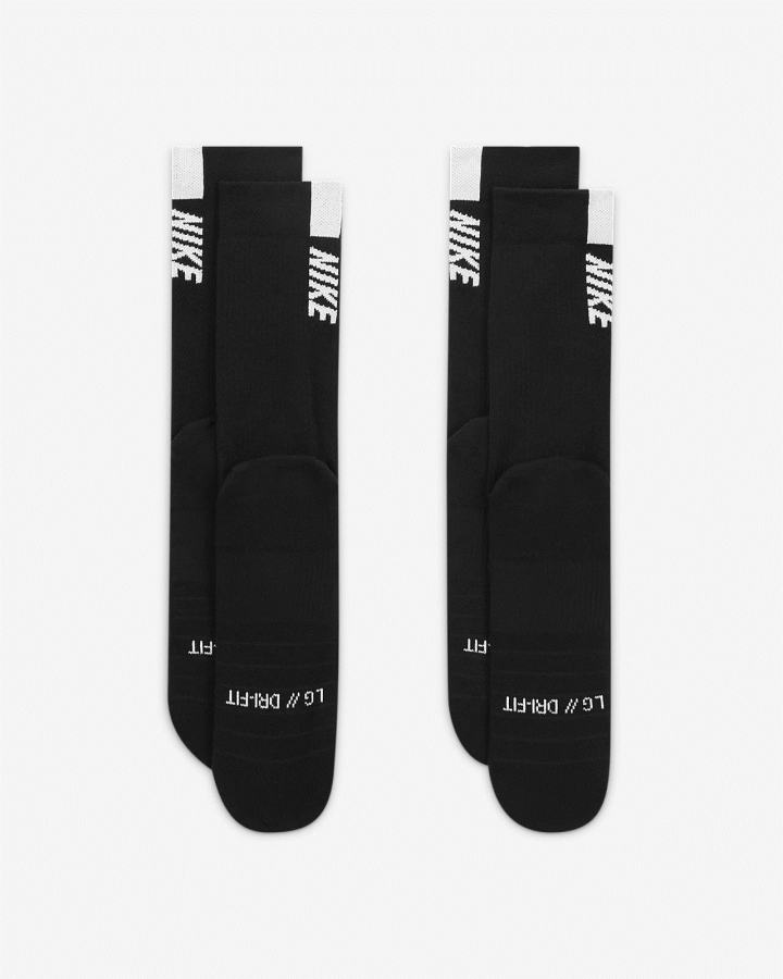 Calcetines Nike Multiplier Crew Sock (2 Pairs) Hombre Negras Blancas | ZWEYG-9342