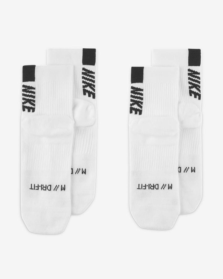 Calcetines Nike Multiplier Running Ankle (2 Pair) Hombre Blancas Negras | GPBAM-4296