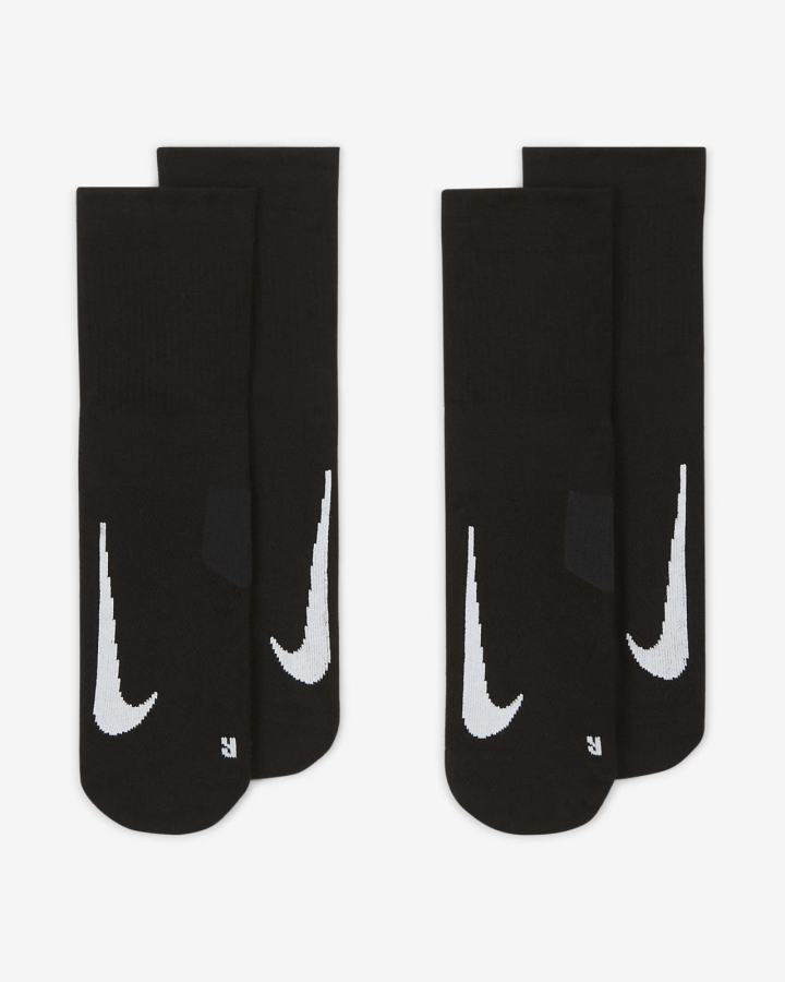 Calcetines Nike Multiplier Running Ankle (2 Pair) Hombre Negras Blancas | VXGZC-9360