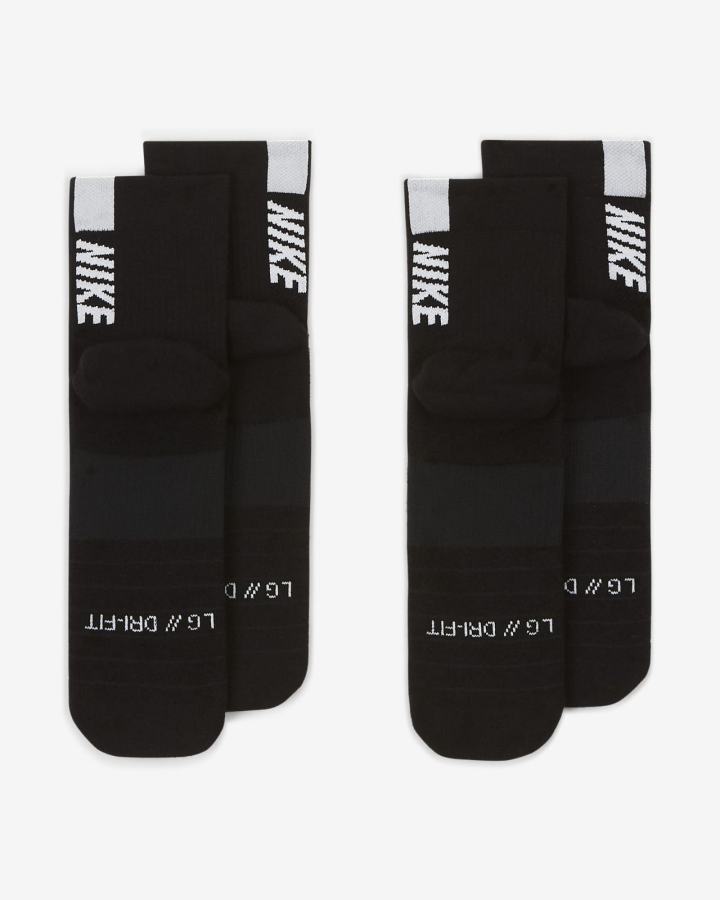 Calcetines Nike Multiplier Running Ankle (2 Pair) Hombre Negras Blancas | VXGZC-9360