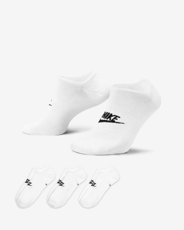 Calcetines Nike Sportswear Everyday Essential No-Show (3 Pairs) Hombre Negras Blancas | CZJNM-0563