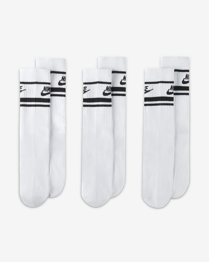 Calcetines Nike Sportswear Everyday Essential Crew (3 Pairs) Hombre Blancas Negras | DKHIZ-4017