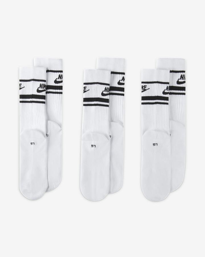 Calcetines Nike Sportswear Everyday Essential Crew (3 Pairs) Hombre Blancas Negras | DKHIZ-4017