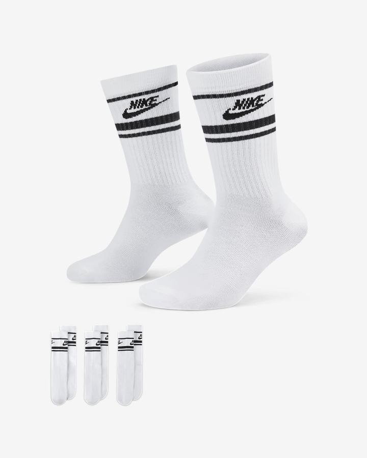 Calcetines Nike Sportswear Everyday Essential Crew (3 Pairs) Hombre Blancas Negras | DKHIZ-4017