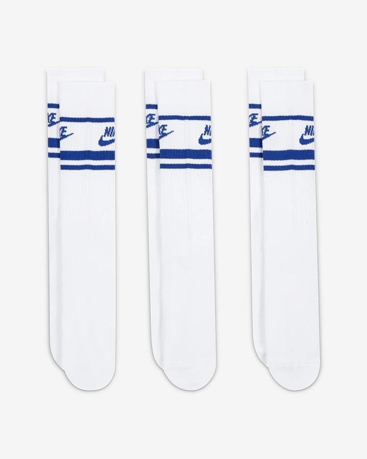 Calcetines Nike Sportswear Everyday Essential Crew (3 Pairs) Hombre Blancas Azul Real | HNBGV-0275
