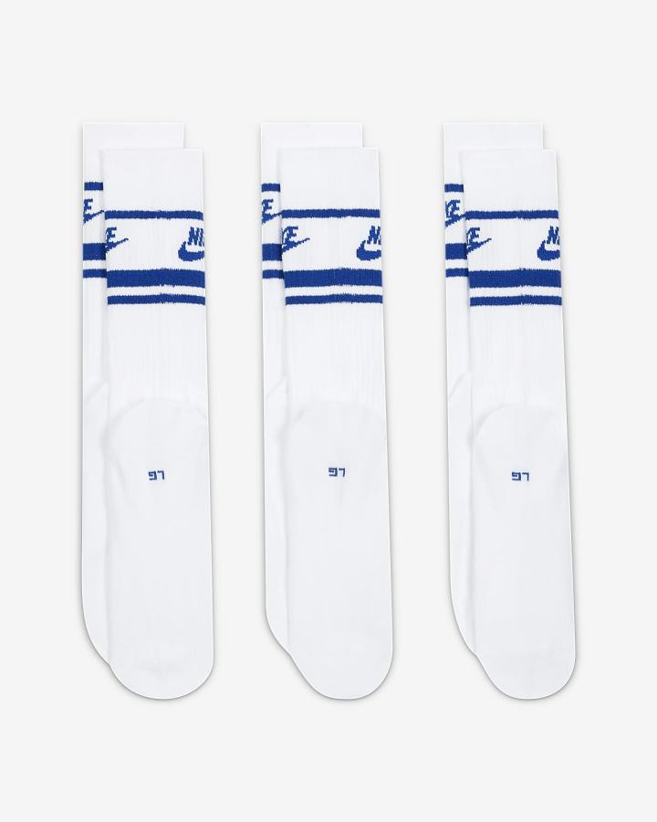 Calcetines Nike Sportswear Everyday Essential Crew (3 Pairs) Hombre Blancas Azul Real | HNBGV-0275
