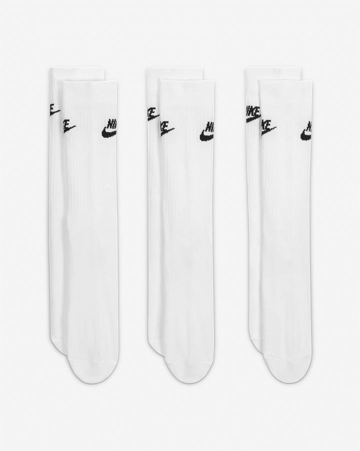 Calcetines Nike Sportswear Everyday Essential Crew (3 Pairs) Hombre Blancas Negras | JGPMN-3910