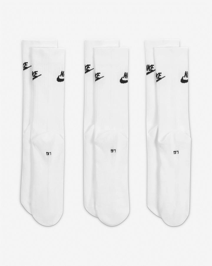 Calcetines Nike Sportswear Everyday Essential Crew (3 Pairs) Hombre Blancas Negras | JGPMN-3910
