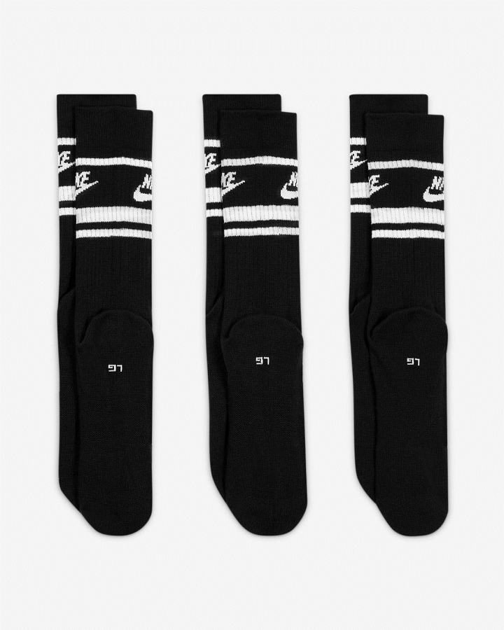 Calcetines Nike Sportswear Everyday Essential Crew (3 Pairs) Hombre Negras Blancas | RVFTH-6019
