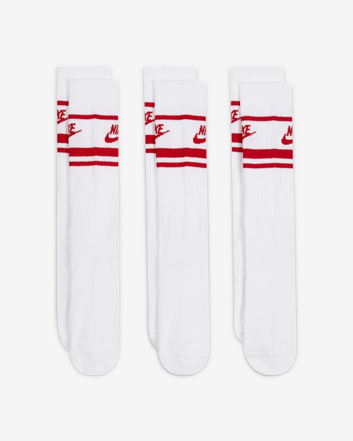 Calcetines Nike Sportswear Everyday Essential Crew (3 Pairs) Hombre Blancas Rojas | VAMJK-9132