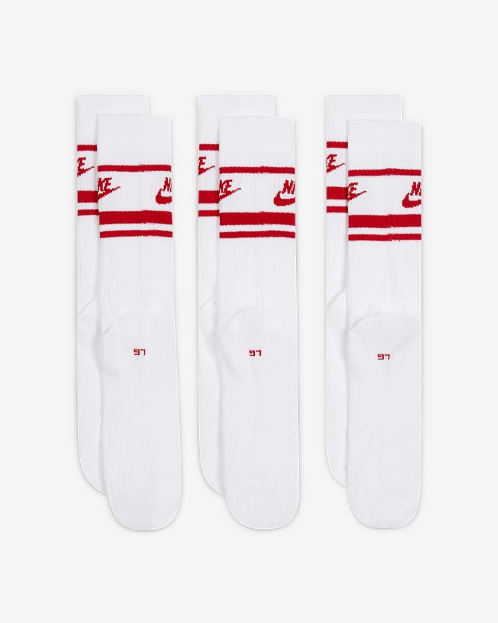 Calcetines Nike Sportswear Everyday Essential Crew (3 Pairs) Hombre Blancas Rojas | VAMJK-9132