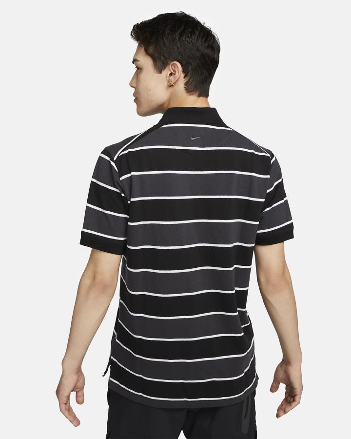 Camisa Polo Nike A Rayas Hombre Negras Gris Oscuro Blancas | GXYVN-7460