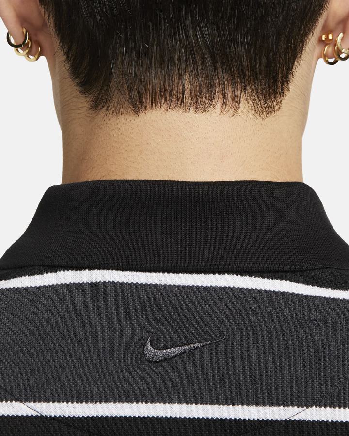 Camisa Polo Nike A Rayas Hombre Negras Gris Oscuro Blancas | GXYVN-7460