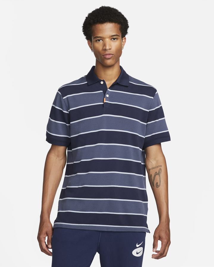 Camisa Polo Nike A Rayas Hombre Obsidian Azules Obsidian Blancas | JUDWK-7640