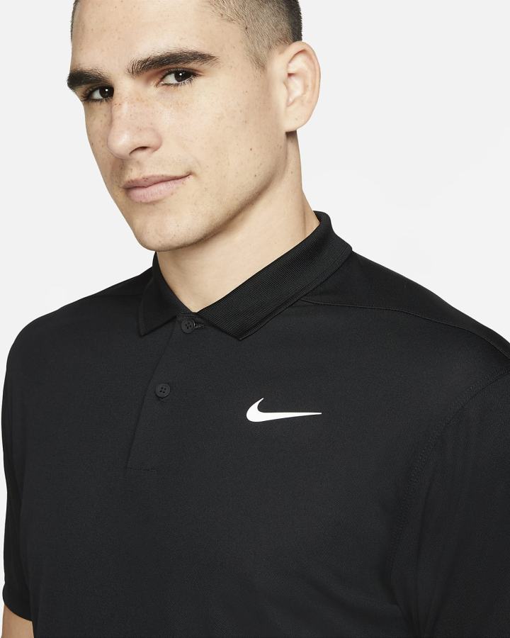 Camisa Polo Nike Court Dri-FIT Tennis Hombre Negras Blancas | KXWPS-6342