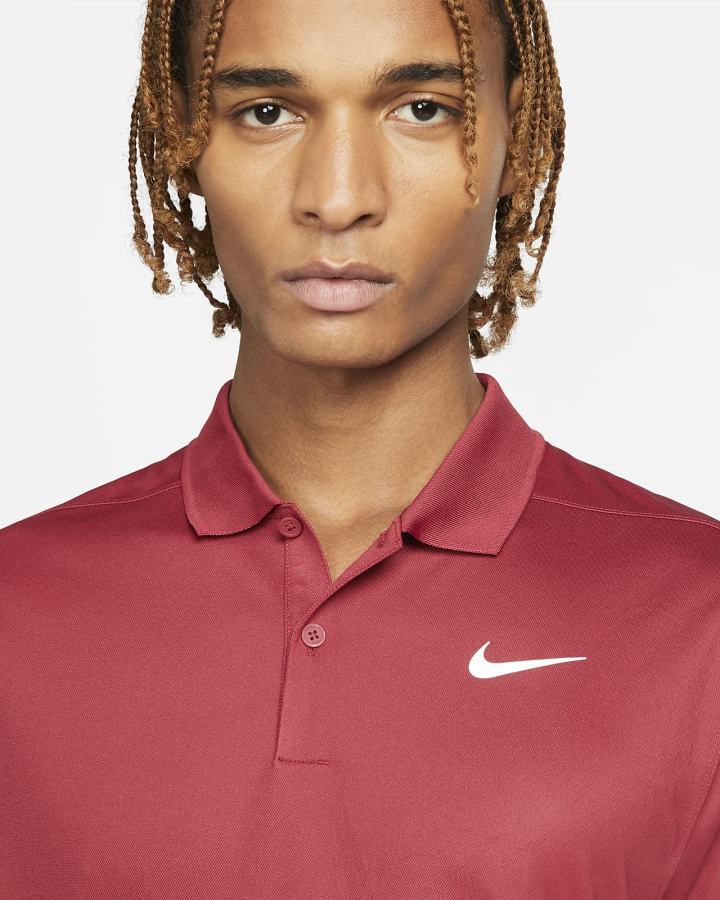 Camisa Polo Nike Court Dri-FIT Tennis Hombre Burdeos Blancas | YULEN-5968