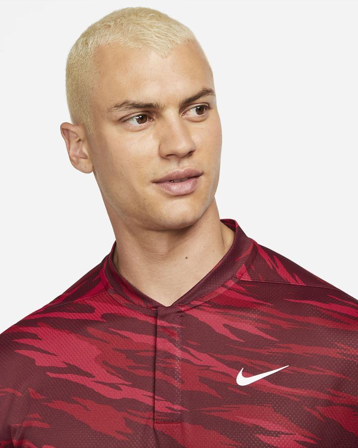 Camisa Polo Nike Dri-FIT ADV Tiger Woods Golf Hombre Burdeos Blancas | OHDCM-4637