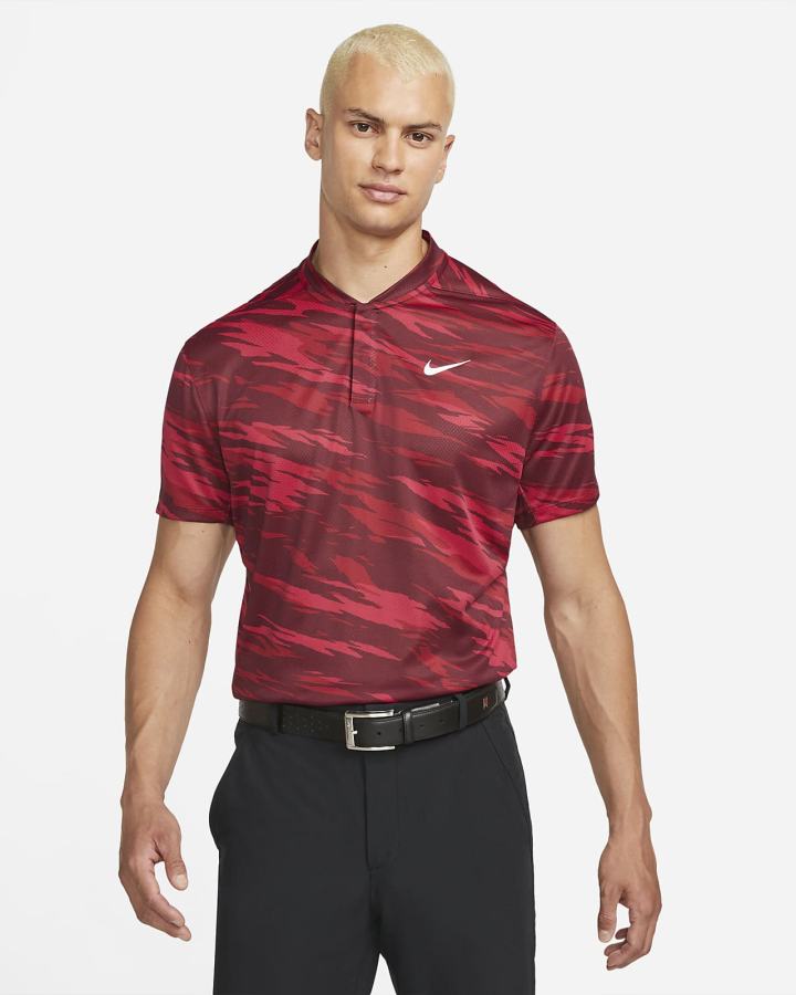 Camisa Polo Nike Dri-FIT ADV Tiger Woods Golf Hombre Burdeos Blancas | OHDCM-4637