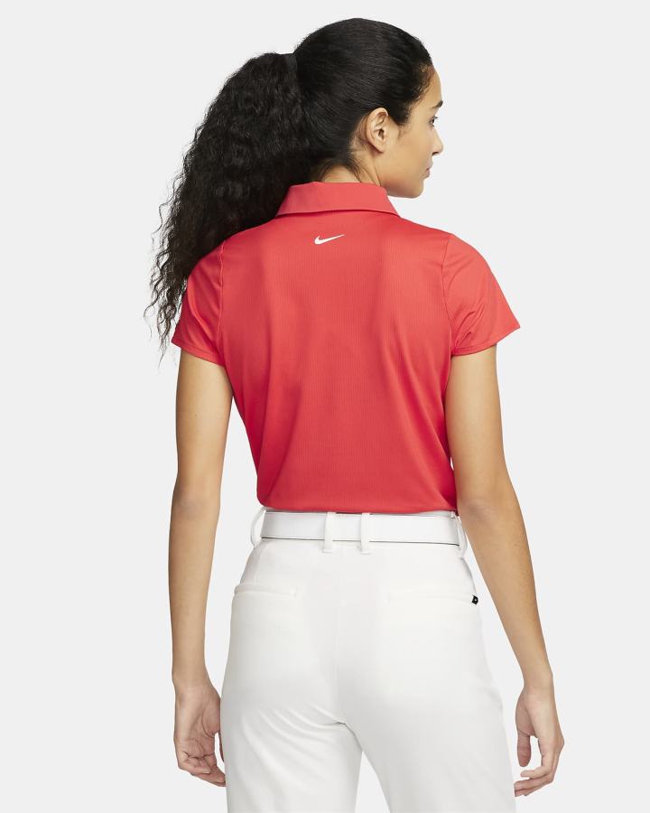 Camisa Polo Nike Dri-FIT Golf Mujer Rojas Claro Blancas | ULMFD-2196