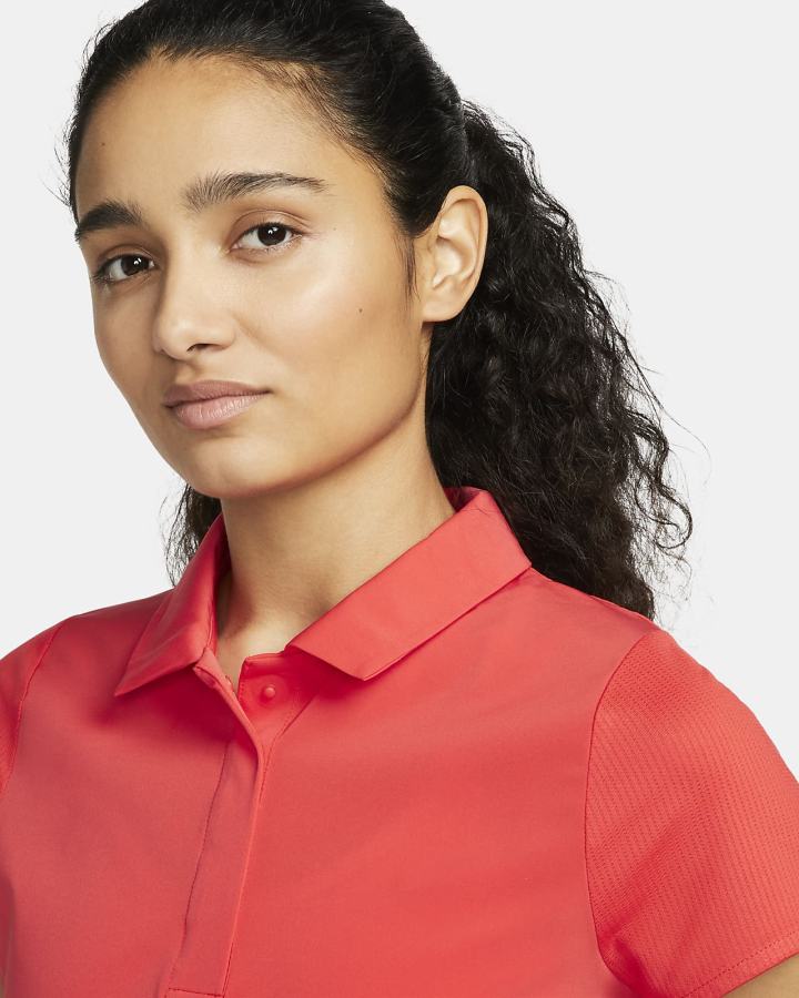 Camisa Polo Nike Dri-FIT Golf Mujer Rojas Claro Blancas | ULMFD-2196