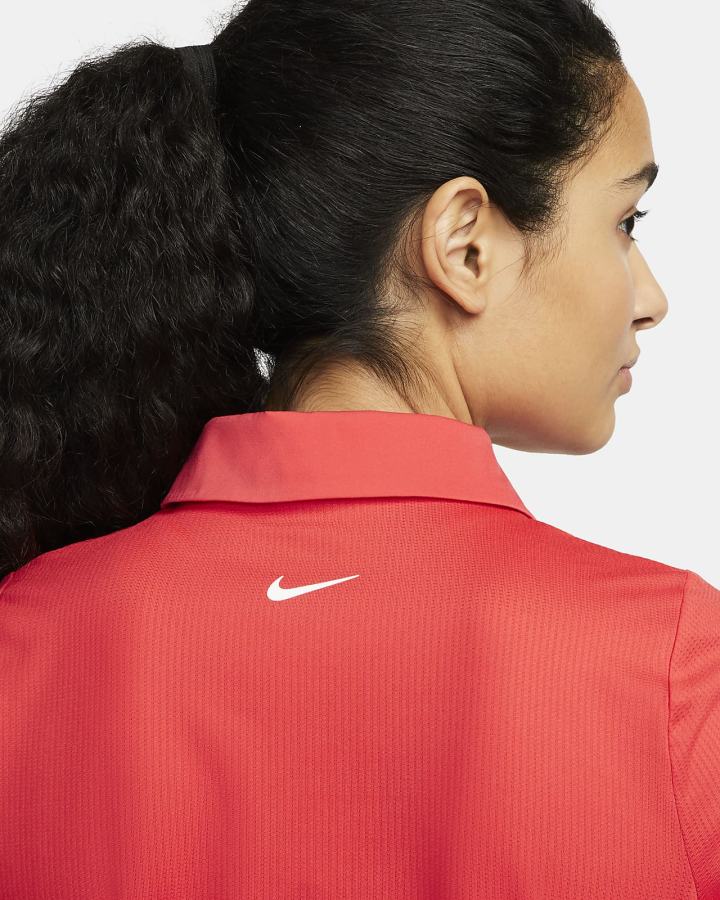 Camisa Polo Nike Dri-FIT Golf Mujer Rojas Claro Blancas | ULMFD-2196