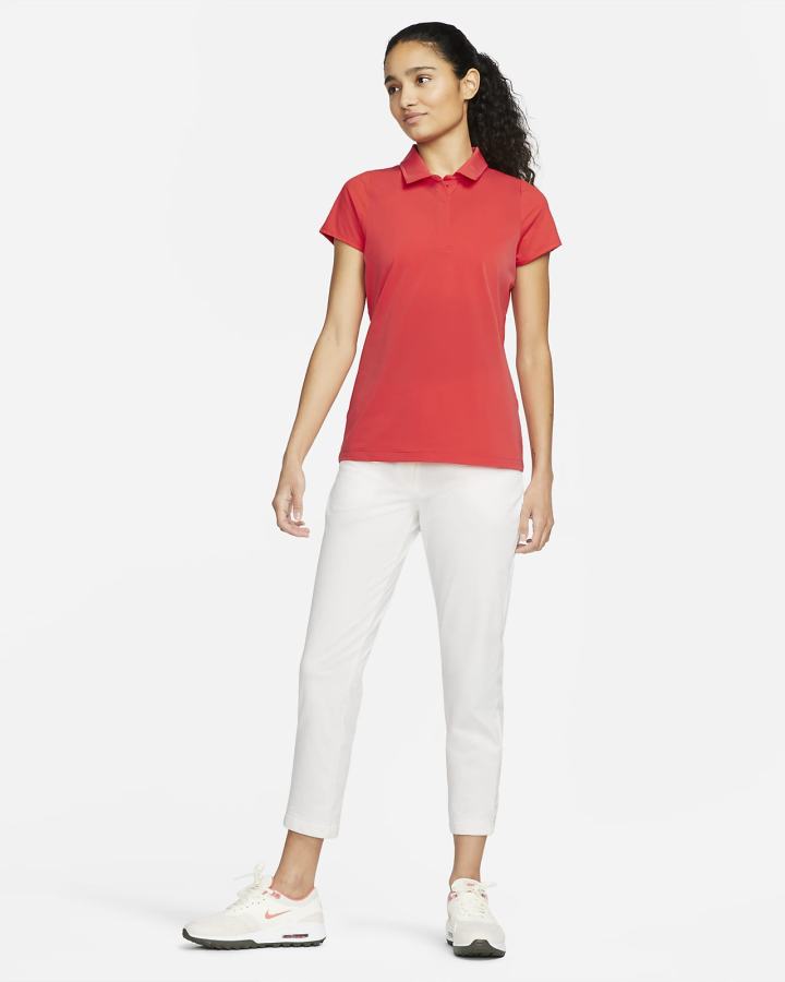 Camisa Polo Nike Dri-FIT Golf Mujer Rojas Claro Blancas | ULMFD-2196