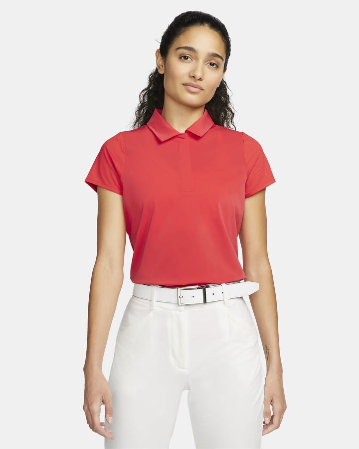 Camisa Polo Nike Dri-FIT Golf Mujer Rojas Claro Blancas | ULMFD-2196