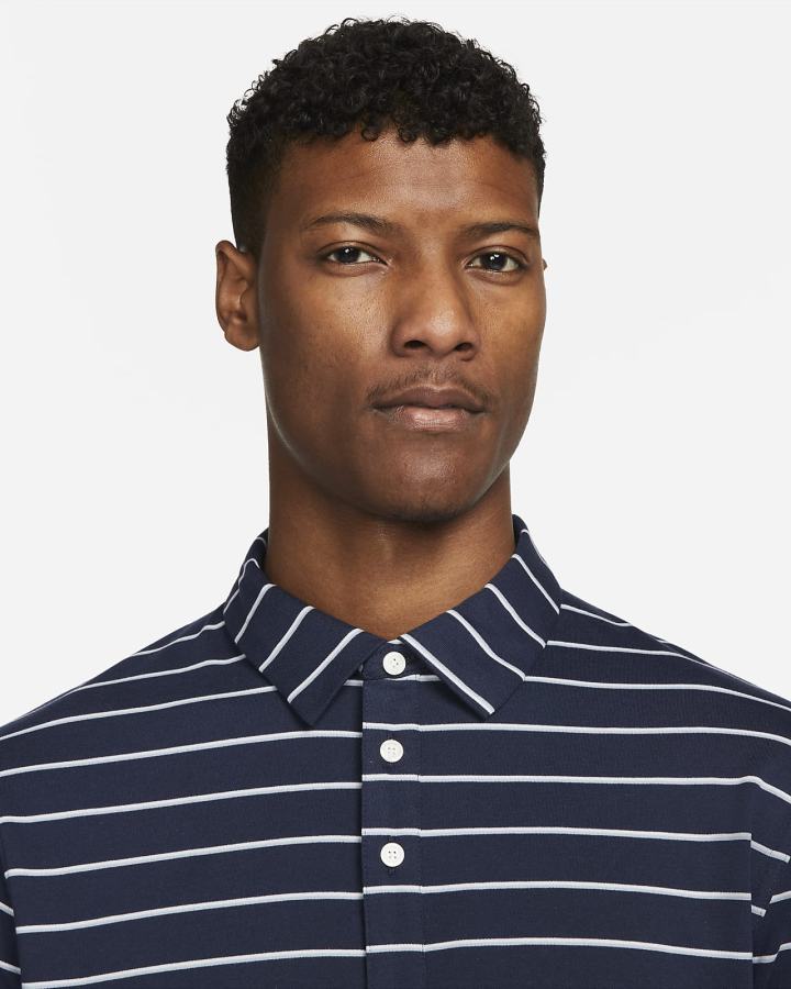 Camisa Polo Nike Dri-FIT Player A Rayas Golf Hombre Obsidian Plateadas | FGMUC-5317